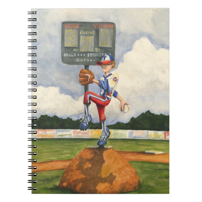 Baseball Pitcher on Mound by Jay Throckmorton Notebook (Front)