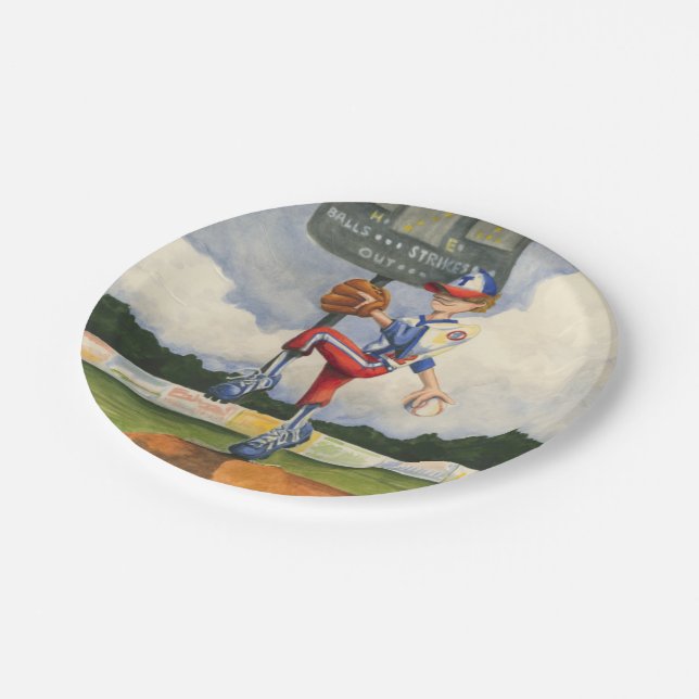 Baseball Pitcher on Mound by Jay Throckmorton Paper Plate (Angled)