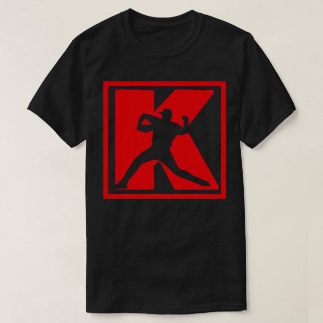 Baseball Pitcher Pitching K Strikeout Baseball Fun T-Shirt (Design Front)