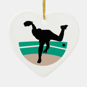 baseball pitcher silhouette design ceramic tree decoration