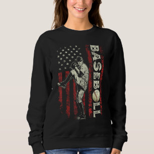 Baseball Pitcher US Flag  Dad Men Patriotic 4th Of Sweatshirt
