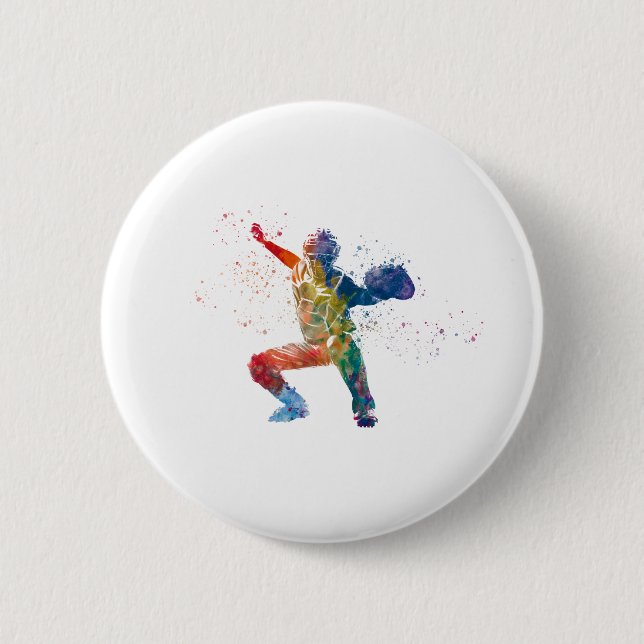 baseball player 6 cm round badge (Front)