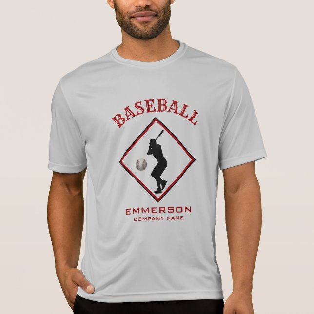 Baseball Player Add Name & Company Sport Team   T-Shirt (Front)