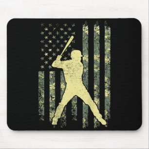 Baseball Player American Flag Camo USA Patriotic Mouse Pad