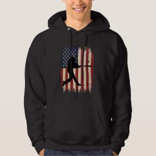 Baseball Player American Flag Vintage Fans Players Hoodie