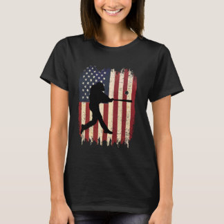Baseball Player American Flag Vintage Fans Players T-Shirt