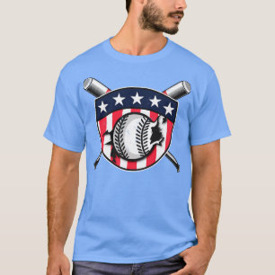 Baseball Player Badge American Flag Team T-Shirt