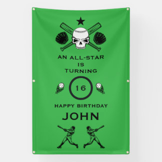 Baseball player Birthday Banner