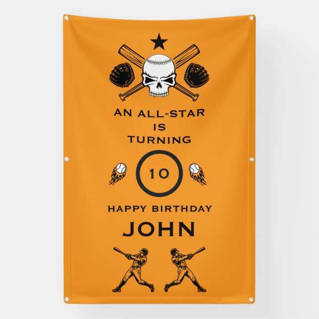 Baseball player Birthday Banner (Vertical)