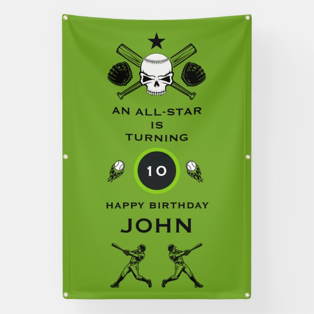Baseball player Birthday Banner (Vertical)