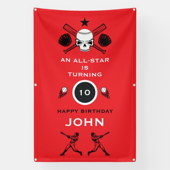 Baseball player Birthday Banner (Vertical)