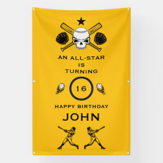 Baseball player Birthday Banner