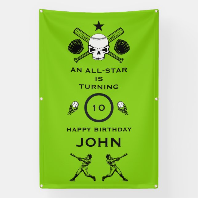 Baseball player Birthday Banner (Vertical)