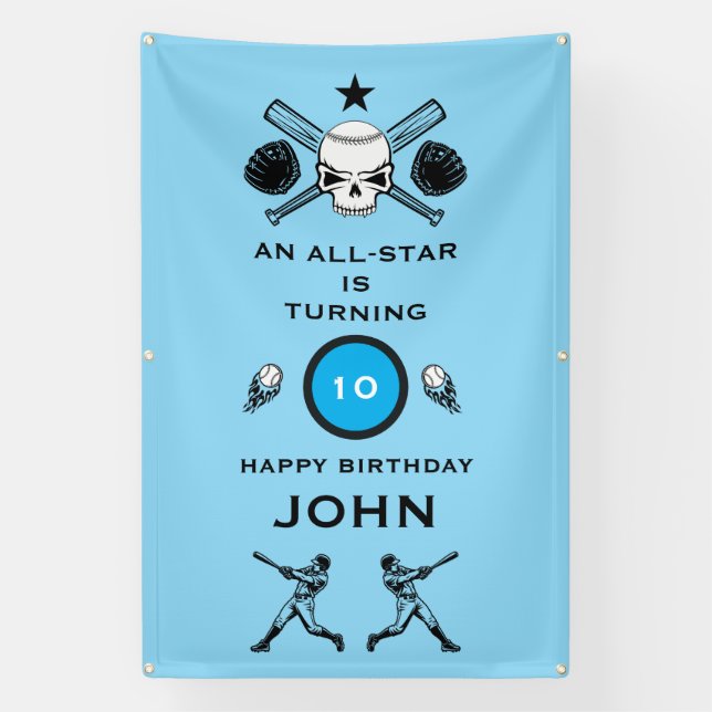 Baseball player Birthday Banner (Vertical)