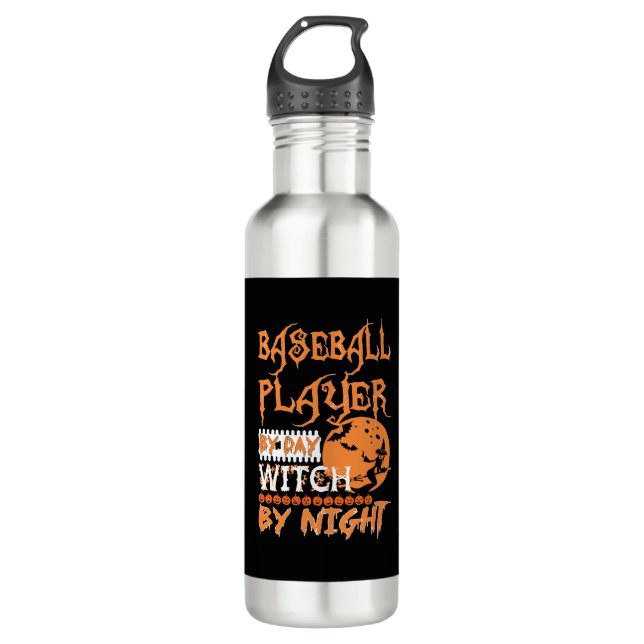 Baseball Player By Day Witch By Night Halloween 710 Ml Water Bottle (Front)