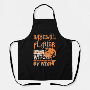Baseball Player By Day Witch By Night Halloween Apron