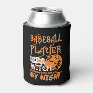 Baseball Player By Day Witch By Night Halloween Can Cooler
