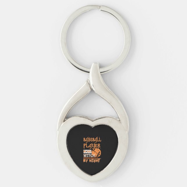 Baseball Player By Day Witch By Night Halloween Key Ring (Front)