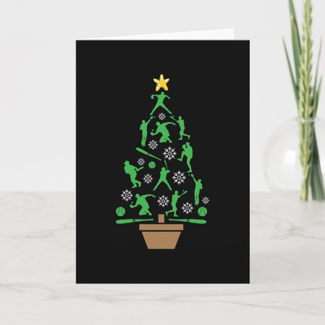 Baseball Player Christmas Tree Card (Front)