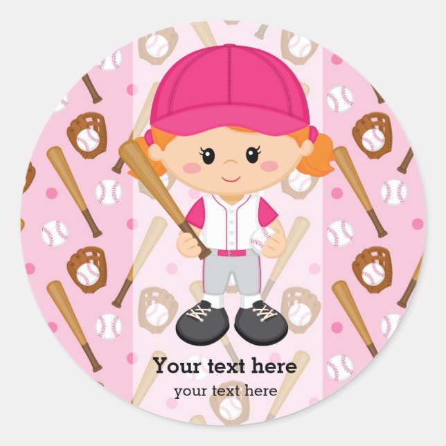 Baseball player classic round sticker (Front)