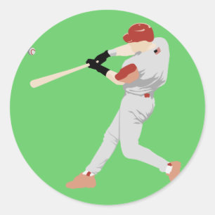 Baseball Player Classic Round Sticker