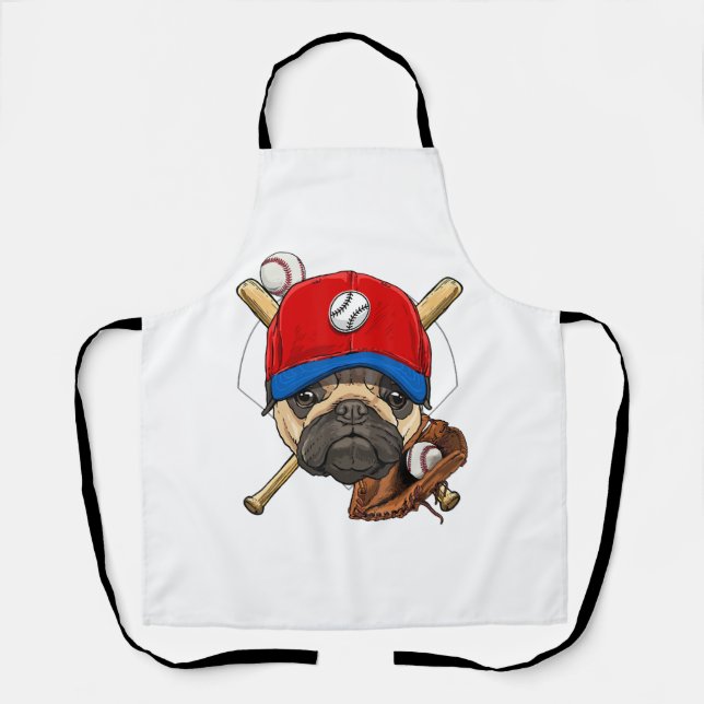 Baseball Player Coach Pug Dog Lover Pug Mum Apron (Front)