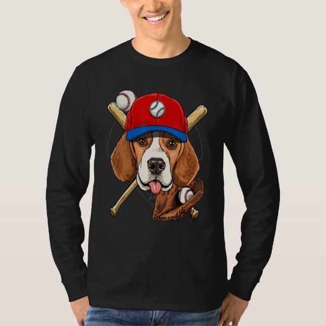 Baseball Player Coaches Beagle Dog  Pitcher Catche T-Shirt (Front)