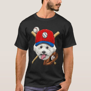 Baseball Player Coaches Bichon Frise Dog Pet Pitch T-Shirt