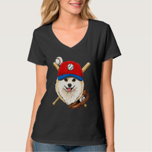 Baseball Player Coaches Pomeranian Dog Catcher Pi T-Shirt