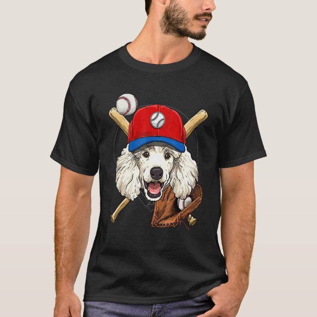 Baseball Player Coaches Poodle Dog  Catcher Pitche T-Shirt (Front)