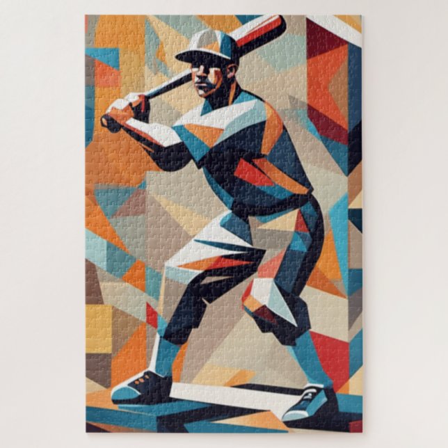Baseball Player Cubist Jigsaw Puzzle (Vertical)