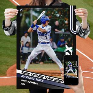Baseball Player Custom Gift in Blue Poster