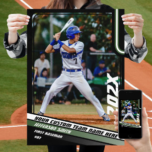 Baseball Player Custom Gift in Green Poster