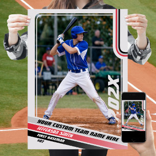 Baseball Player Custom Gift in Grey Red Poster