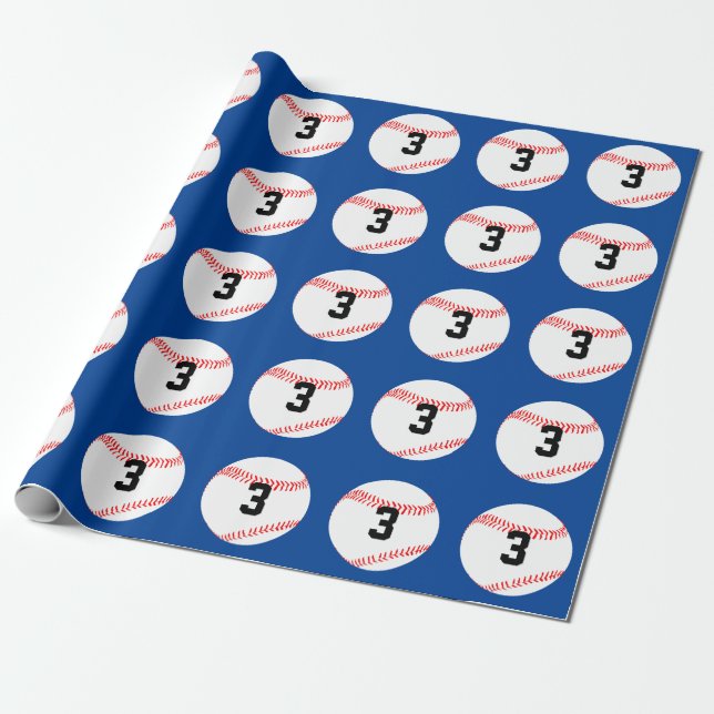 Baseball Player Custom Jersey Number & Team Colour Wrapping Paper (Unrolled)