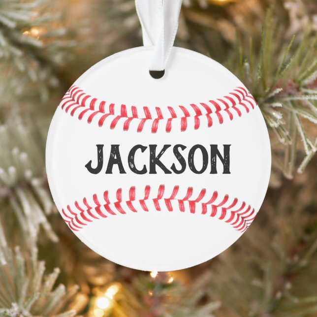 Baseball Player Custom Name Personalised Christmas Ornament (Tree)