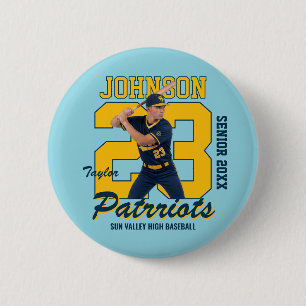 Baseball Player Custom Photo Jersey Number Sports 6 Cm Round Badge