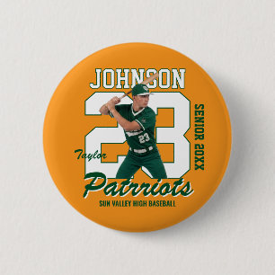 Baseball Player Custom Photo Jersey Number Sports 6 Cm Round Badge