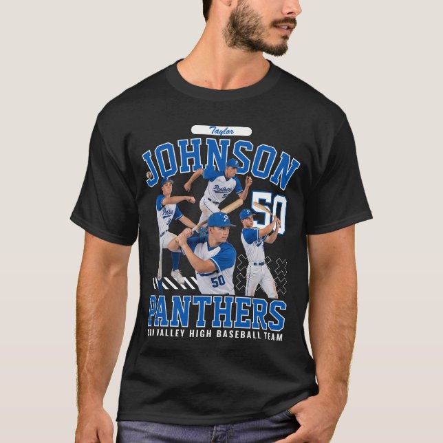 Baseball Player Custom Photo Personalised Bootleg T-Shirt (Front)