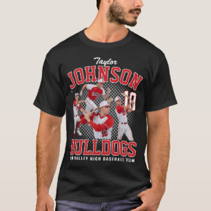 Baseball Player Custom Photo Retro Bootleg Red T-Shirt
