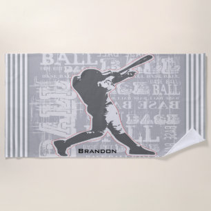 Baseball Player Design Beach Towel