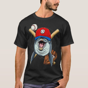 Baseball Player Dolphin Whale Pitcher Catcher Base T-Shirt