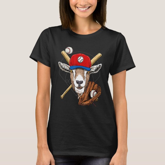 Baseball Player Goat  Pitcher Catcher Baseball Coa T-Shirt (Front)