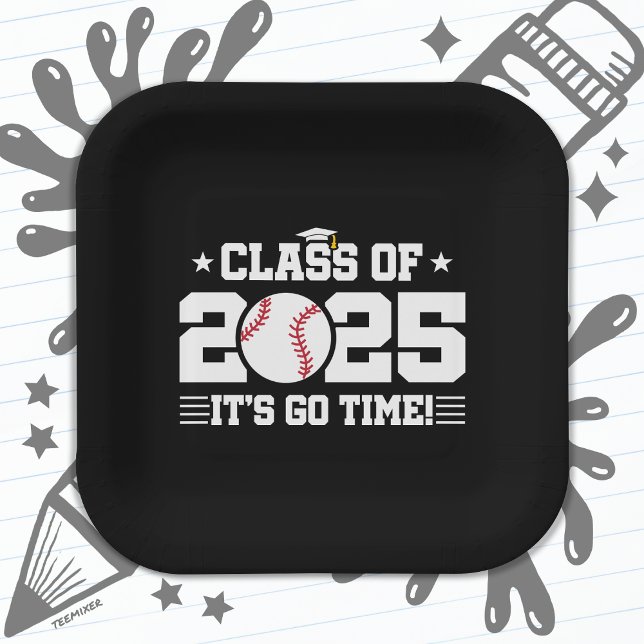 Baseball Player Graduation Class of 2025 Senior Paper Plate (Creator Uploaded)