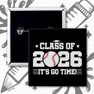 Baseball Player Graduation Class of 2026 Senior 15 Cm Square Badge