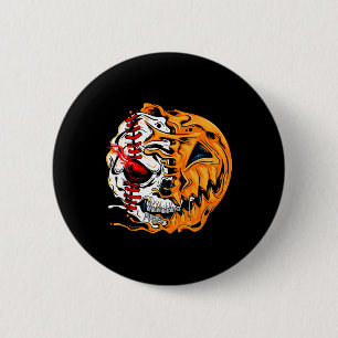 Baseball Player Halloween Pumpkin Skeleton  6 Cm Round Badge