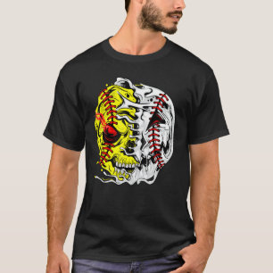 Baseball Player Halloween Skeleton Men Boys Softba T-Shirt