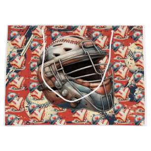 Baseball player heart shape  Valentine's Day love Large Gift Bag