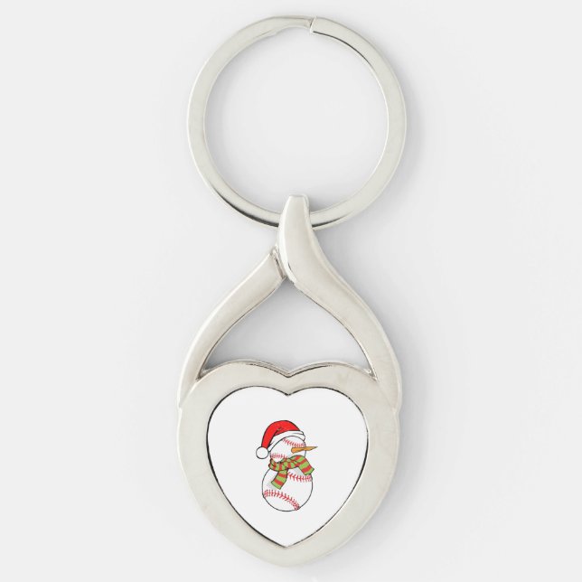 Baseball Player I Santa Claus I Christmas Snowman Key Ring (Front)