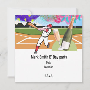 Baseball Player is playing baseball Invitation